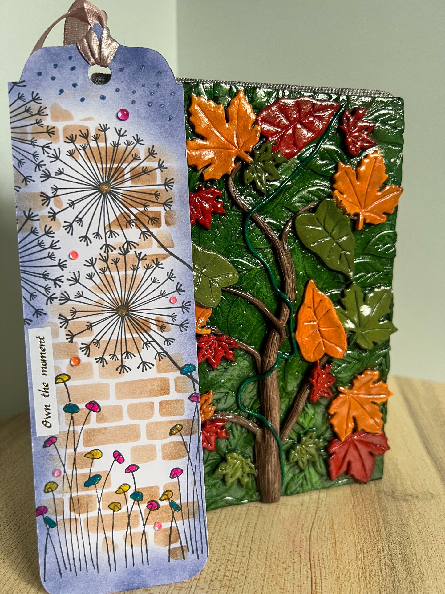 Autumn Forest Book Cover, Journal & Bookmark Bundle with Mystery Charm