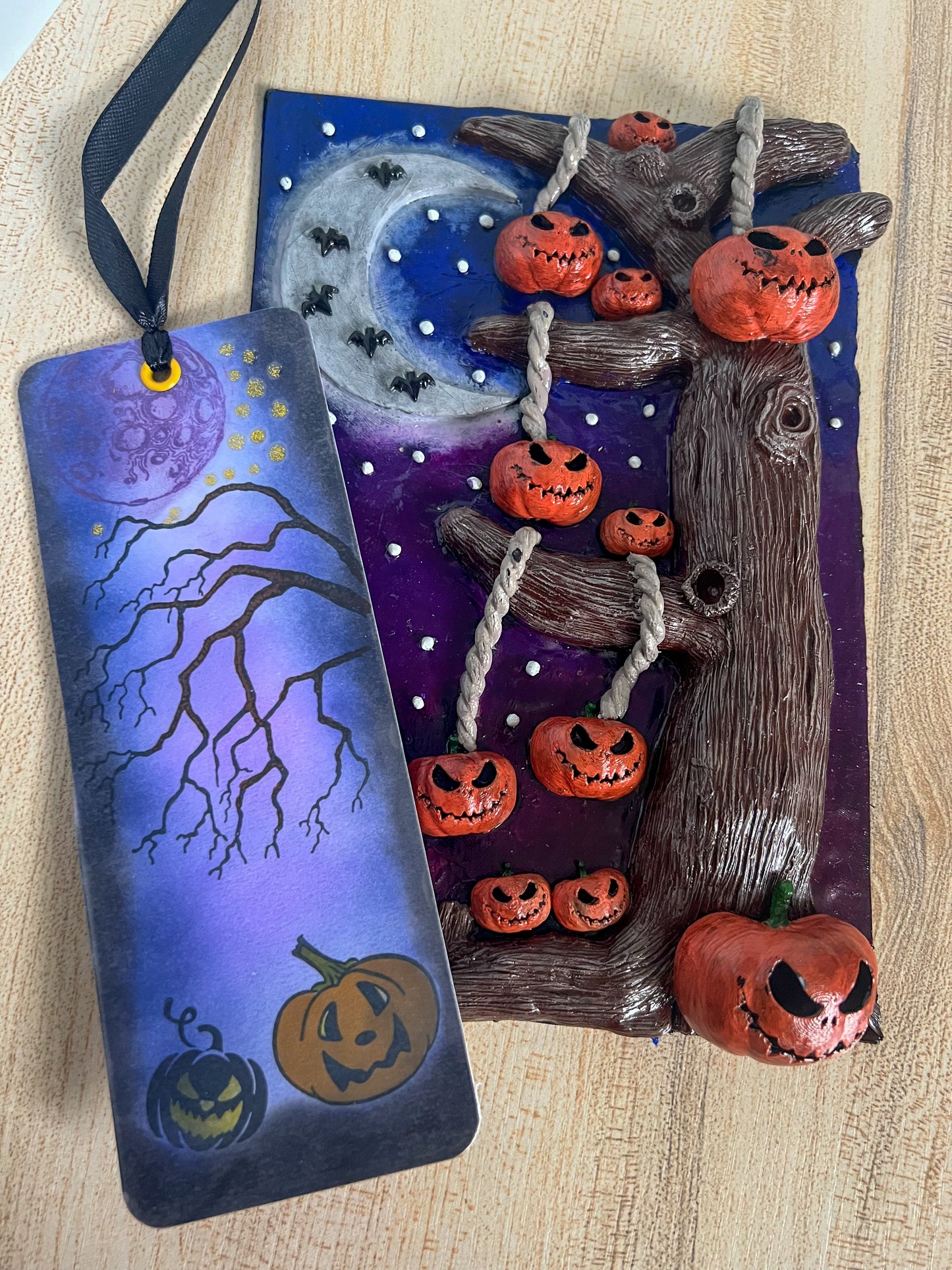 Spooky Halloween Tree Book Cover & Bookmark Bundle with Mystery Charm