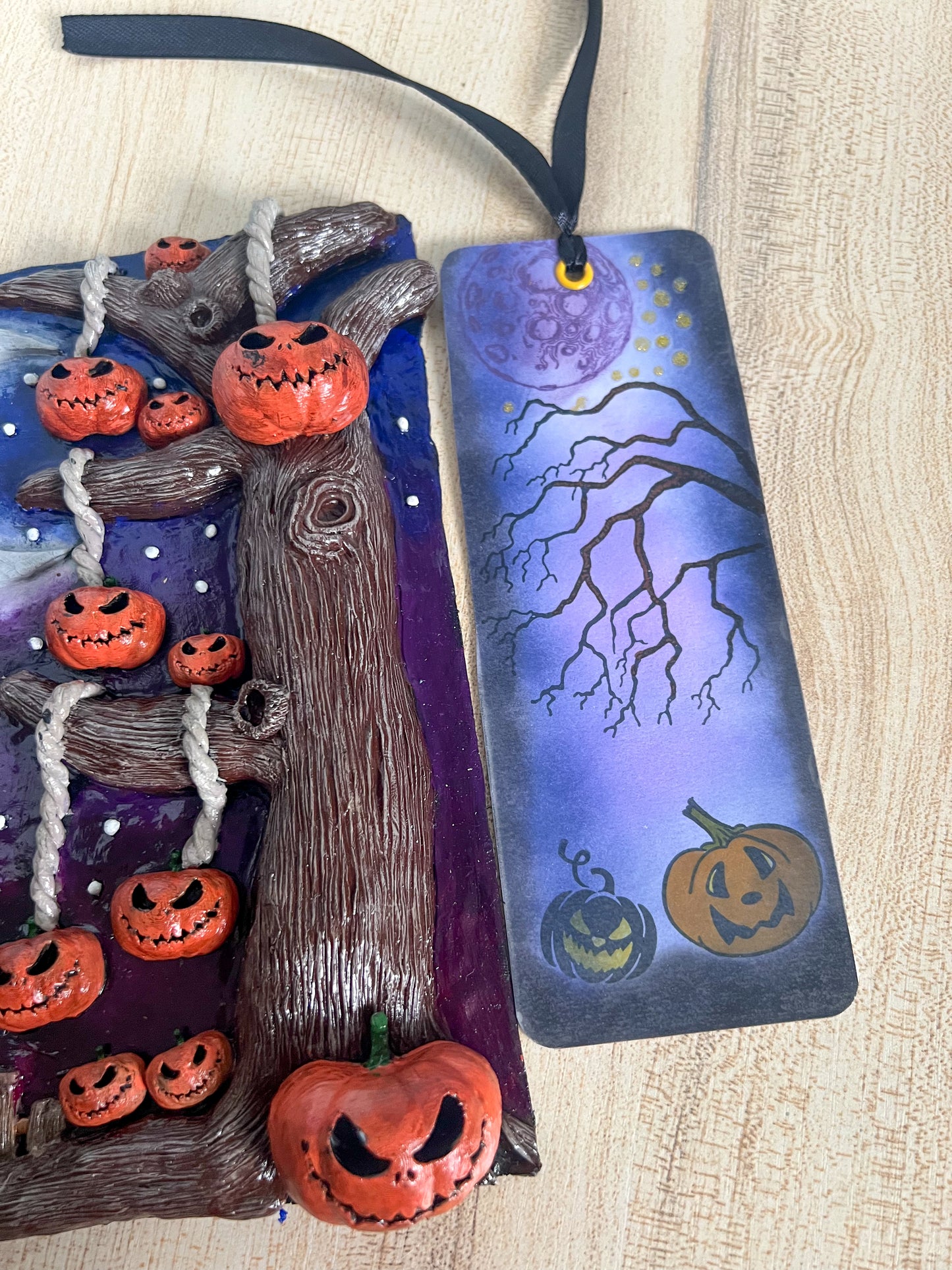 Spooky Halloween Tree Book Cover & Bookmark Bundle with Mystery Charm