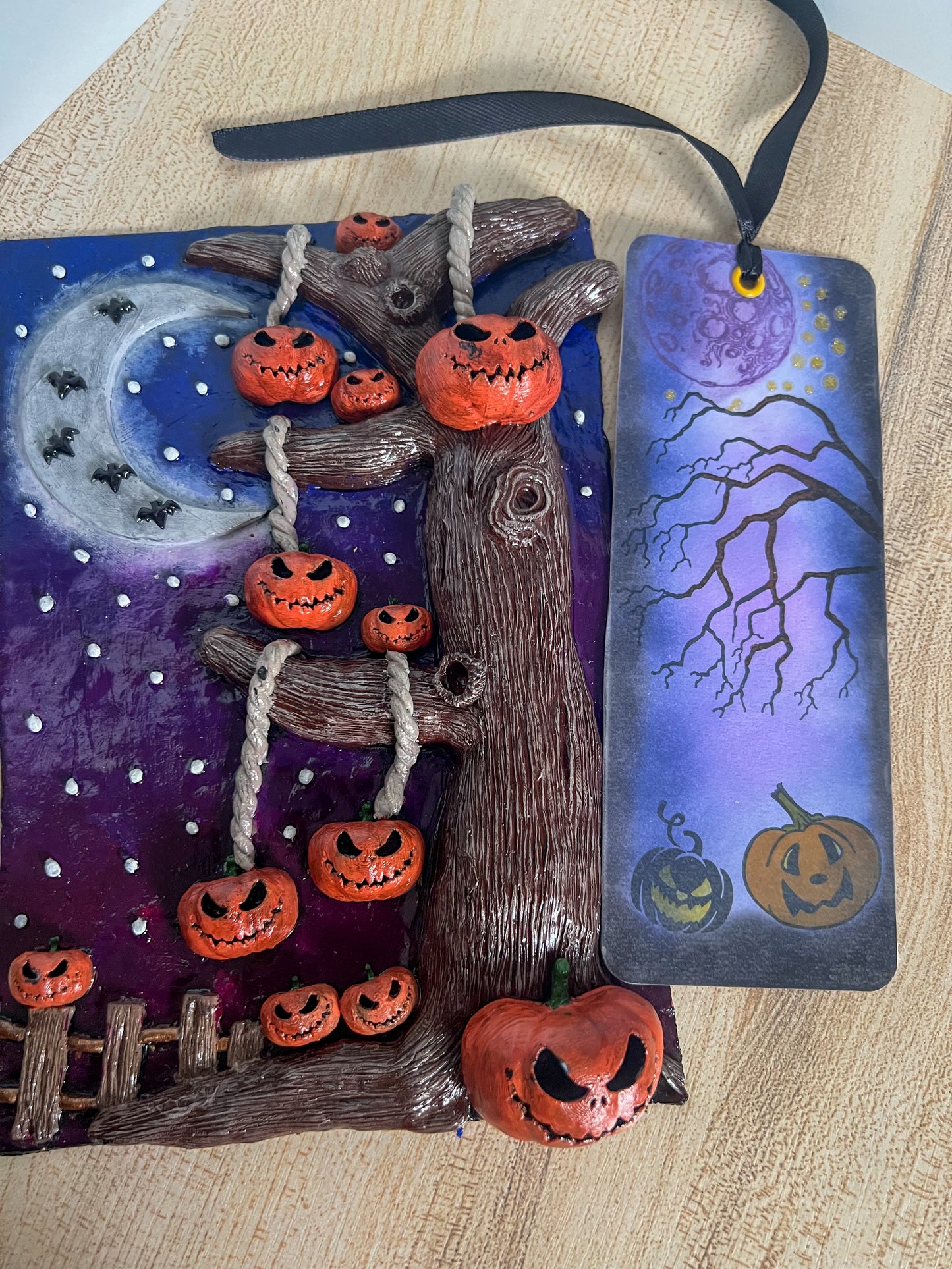 Spooky Halloween Tree Book Cover & Bookmark Bundle with Mystery Charm