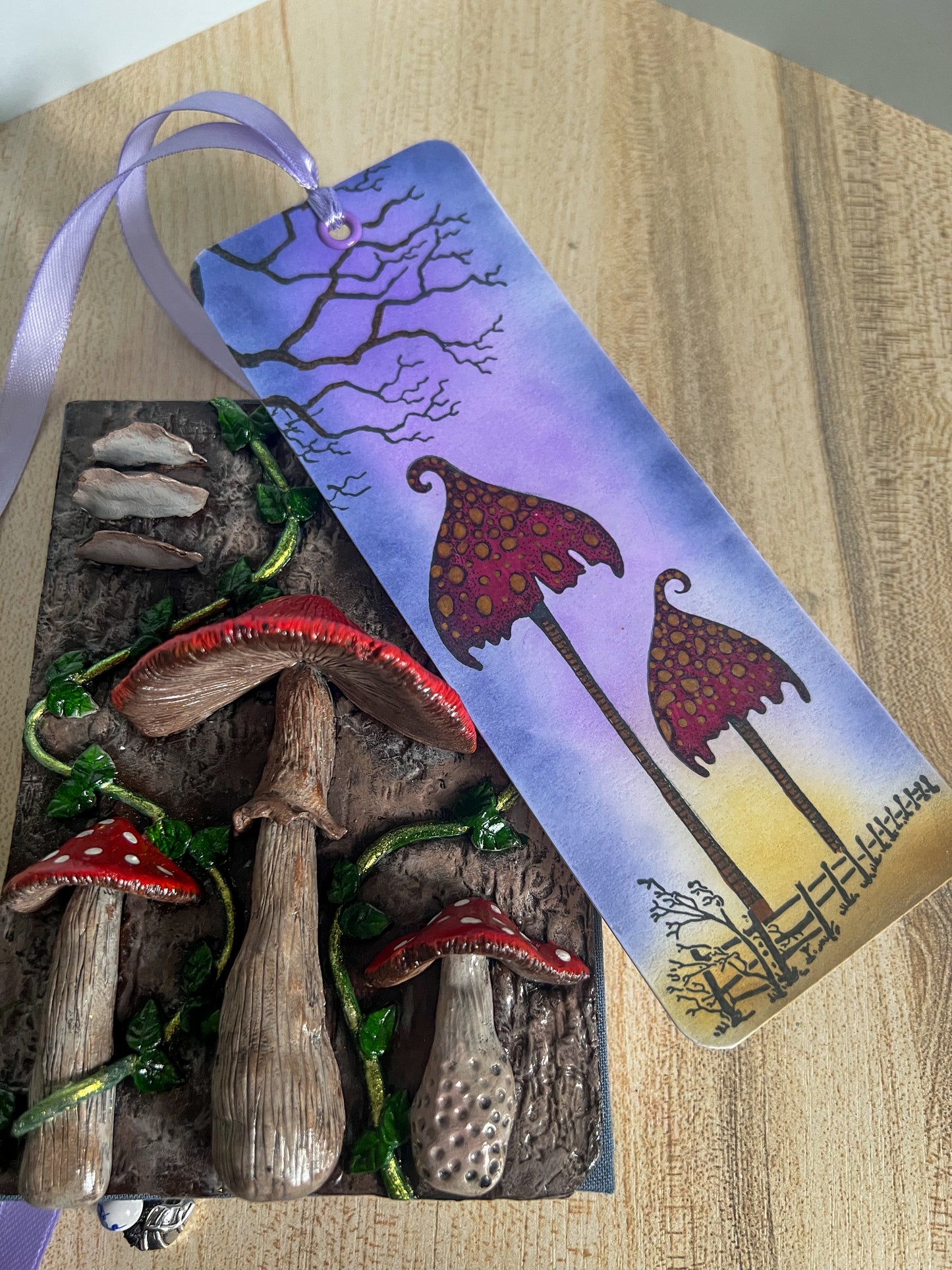 Enchanted Mushroom Forest Book Cover & Dot Grid Journal Bundle with Mystery Charm