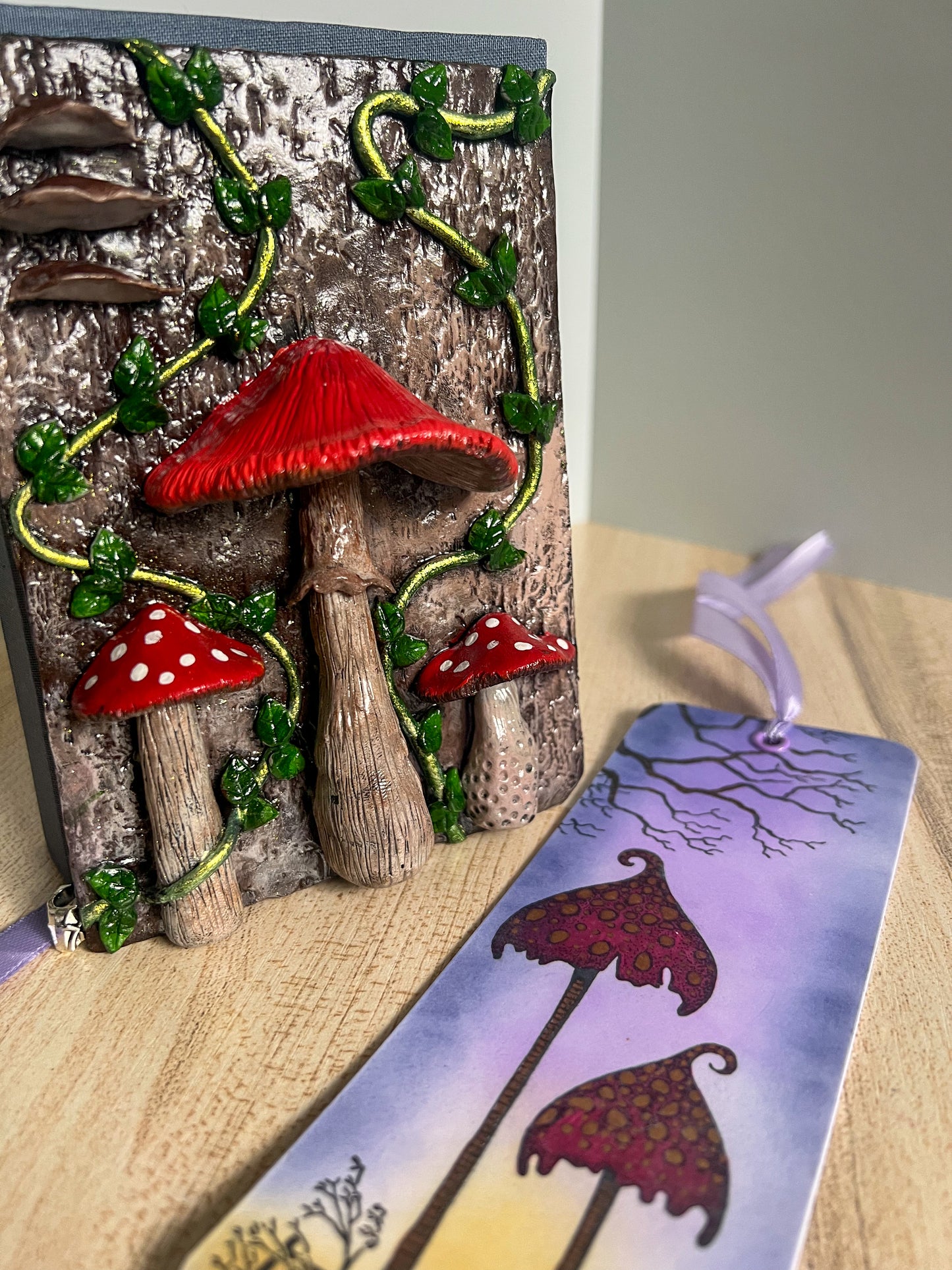 Enchanted Mushroom Forest Book Cover & Dot Grid Journal Bundle with Mystery Charm