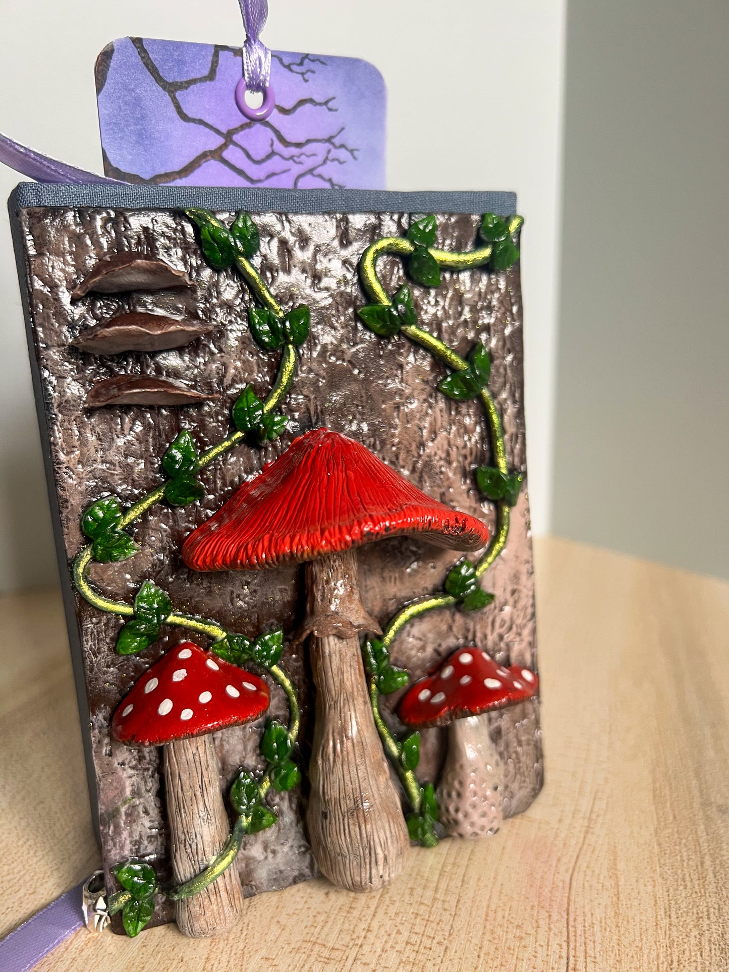 Enchanted Mushroom Forest Book Cover & Dot Grid Journal Bundle with Mystery Charm