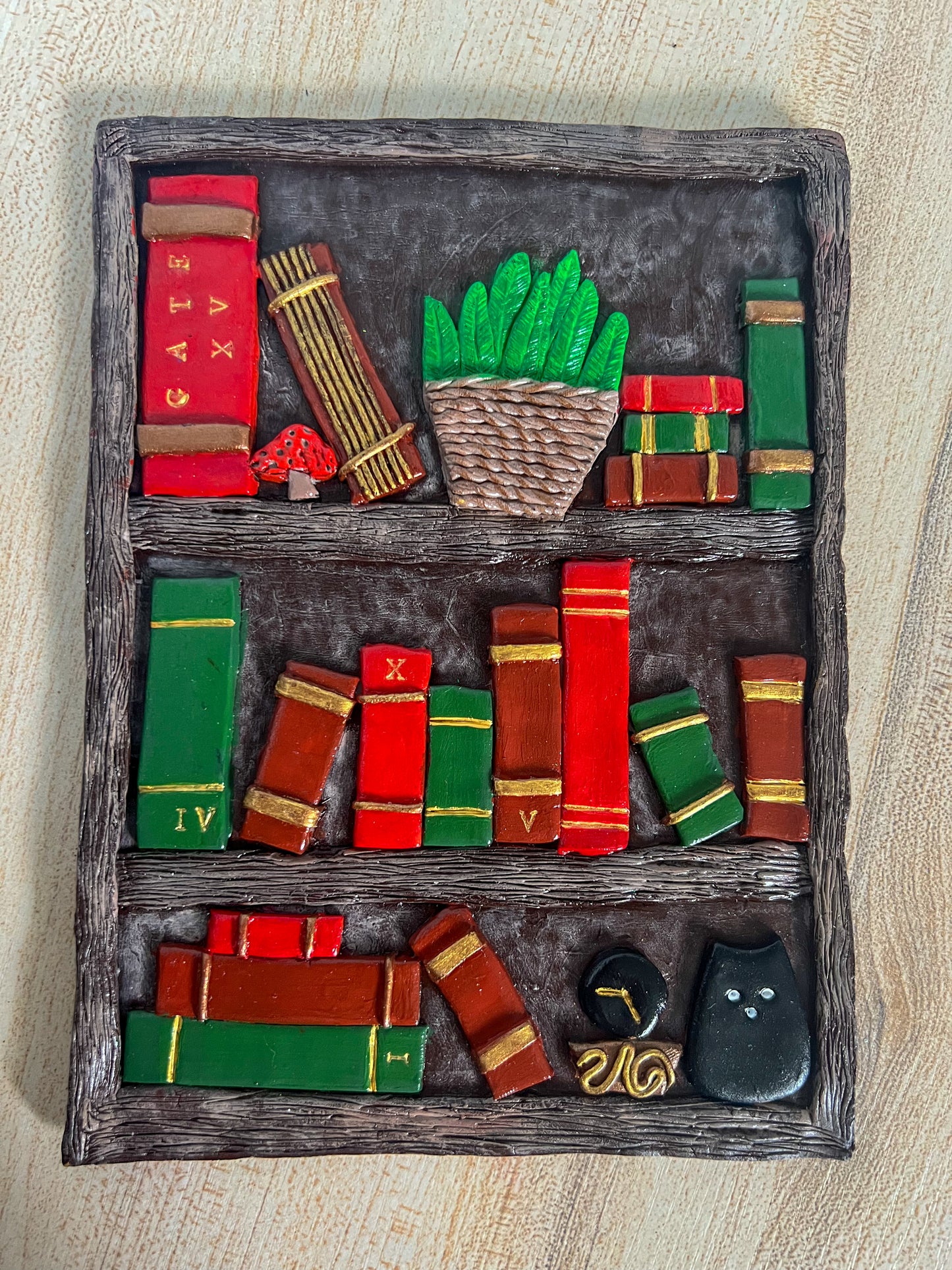 Library Hand Sculpted Book Cover & Bookmark Bundle with Mystery Charm
