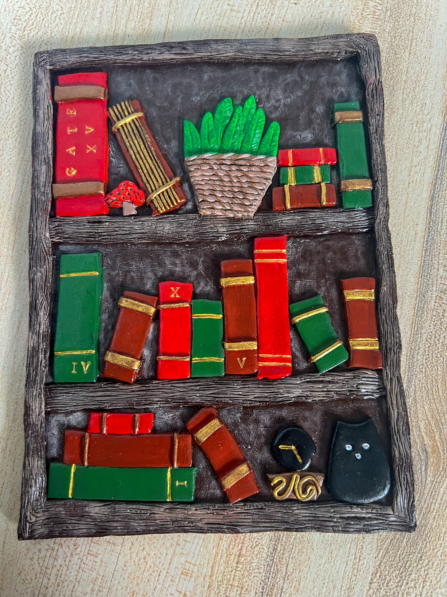 Library Hand Sculpted Book Cover & Bookmark Bundle with Mystery Charm