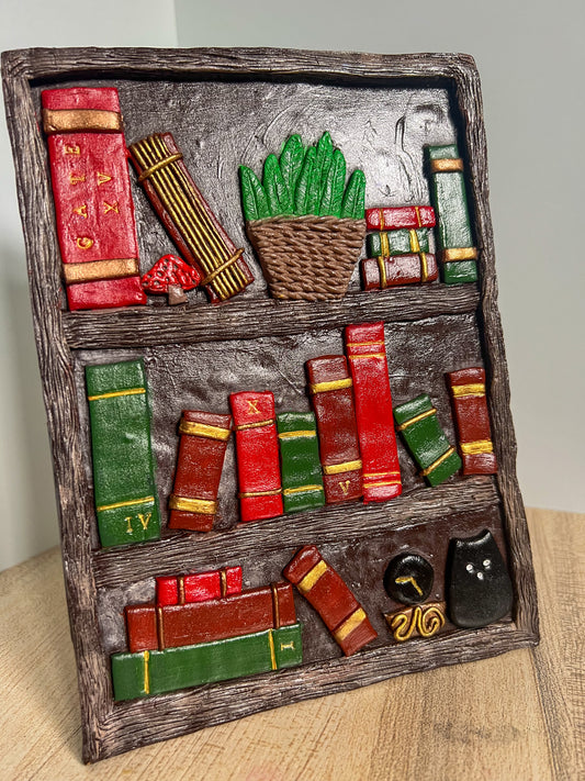 Library Hand Sculpted Book Cover & Bookmark Bundle with Mystery Charm