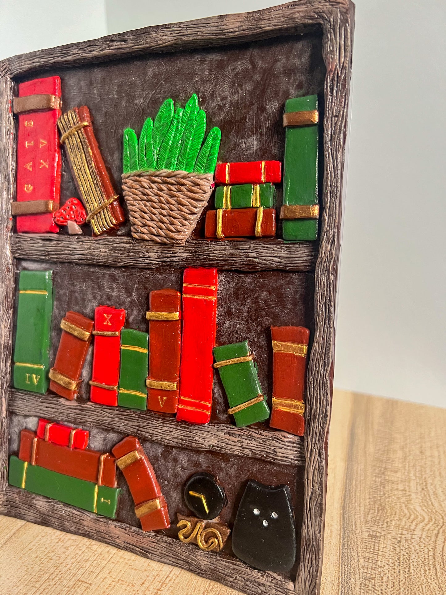 Library Hand Sculpted Book Cover & Bookmark Bundle with Mystery Charm