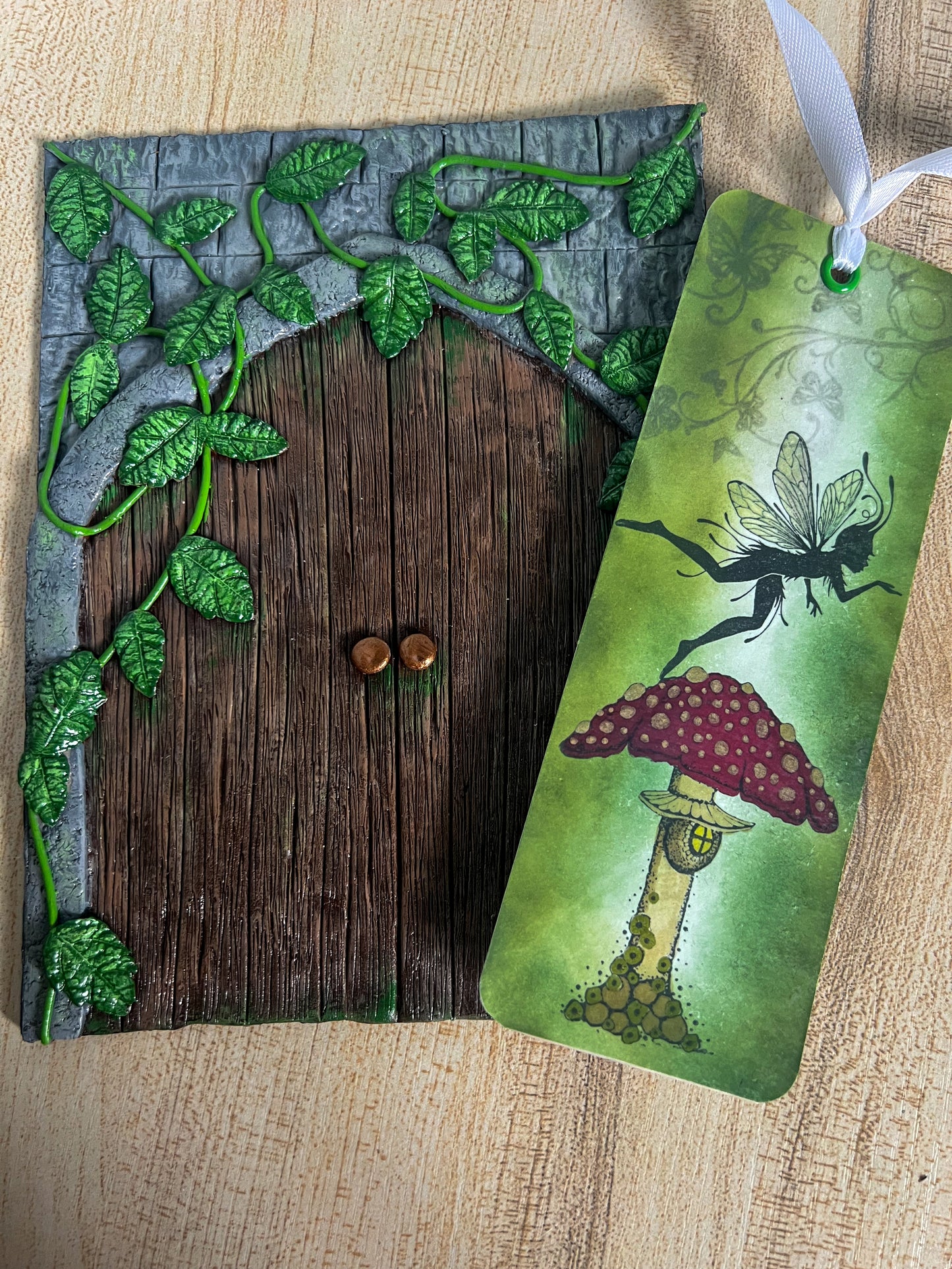 Enchanted Forest Door Book Cover & Bookmark Bundle with Mystery Charm