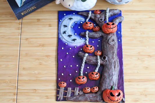 Spooky Halloween Tree Book Cover & Bookmark Bundle with Mystery Charm