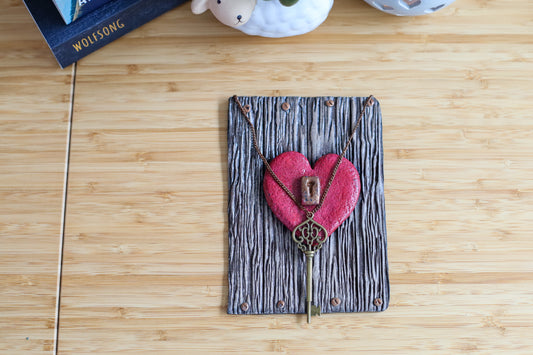 Vintage Heart & Key Book Cover & Mixed Journal Bundle with Mystery Charm