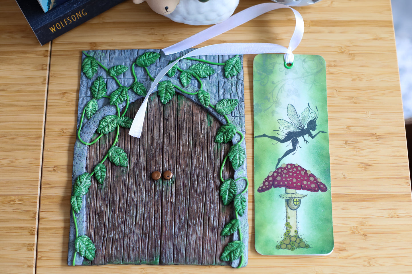 Enchanted Forest Door Book Cover & Bookmark Bundle with Mystery Charm