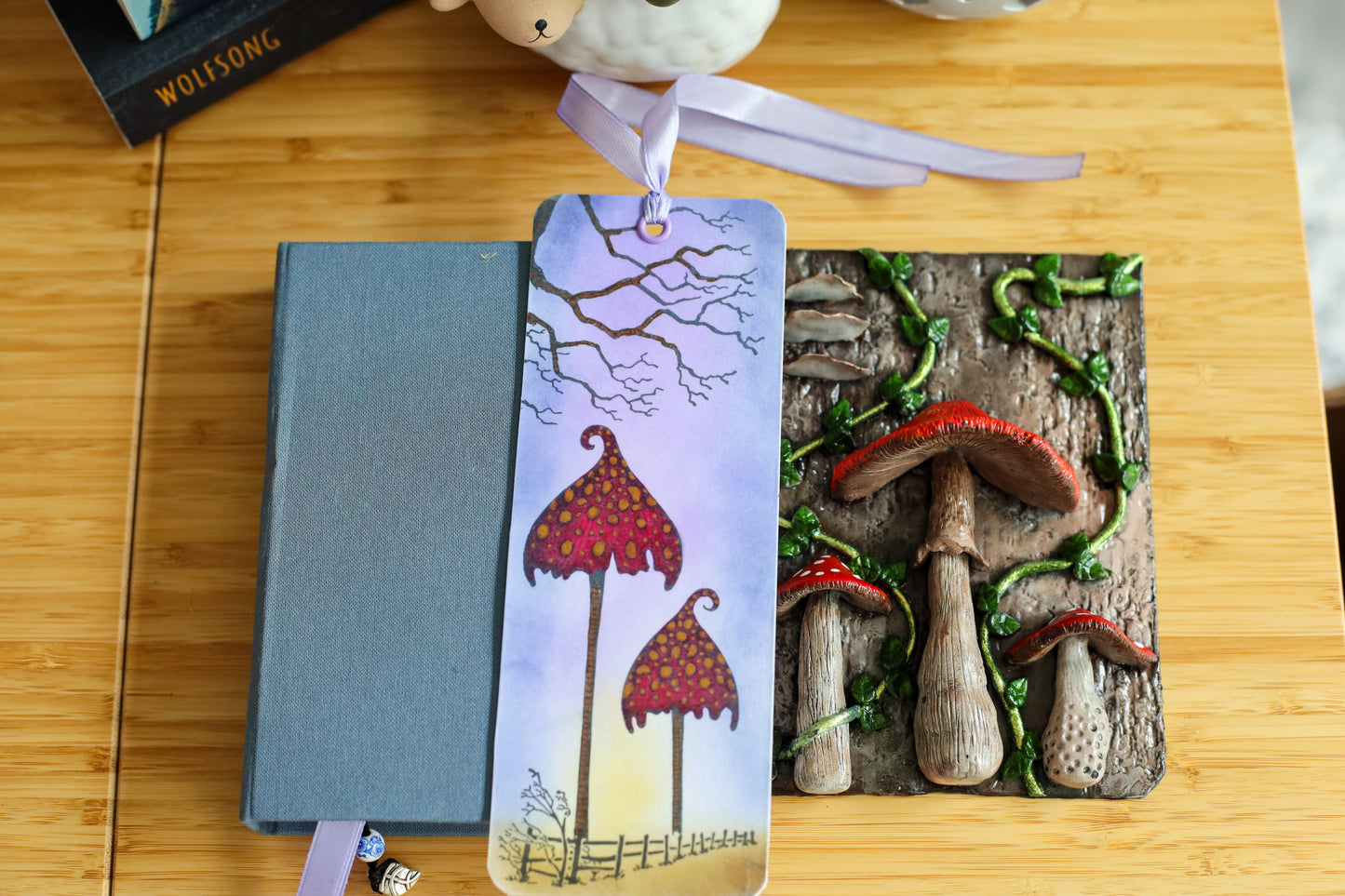 Enchanted Mushroom Forest Book Cover & Dot Grid Journal Bundle with Mystery Charm