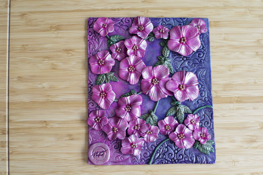 Pink Floral Polymer Clay Journal Cover A6 Bundle | Handmade Gift for Her
