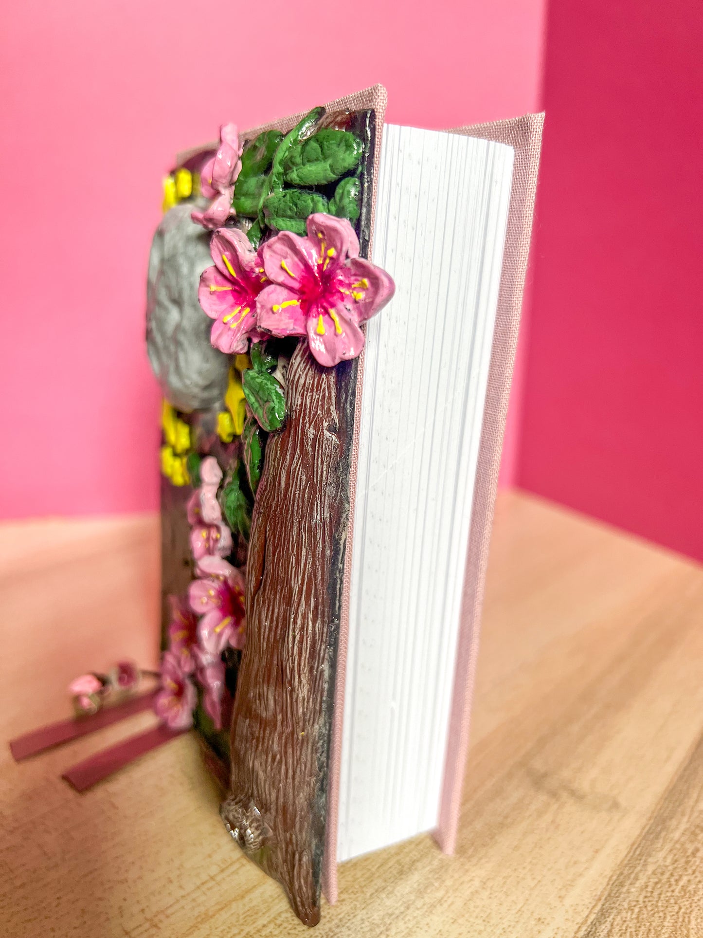 Moonlit Cherry Blossom Book Cover & Dot Grid Journal Bundle with Mystery Charm